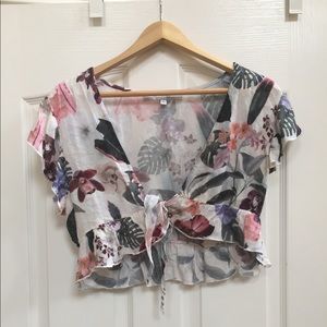 Lovers + Friends Floral Front Tie Crop Top
